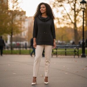 Style & Co Sport Black Waffle Knit Cowl Neck Pullover Hoodie – XL